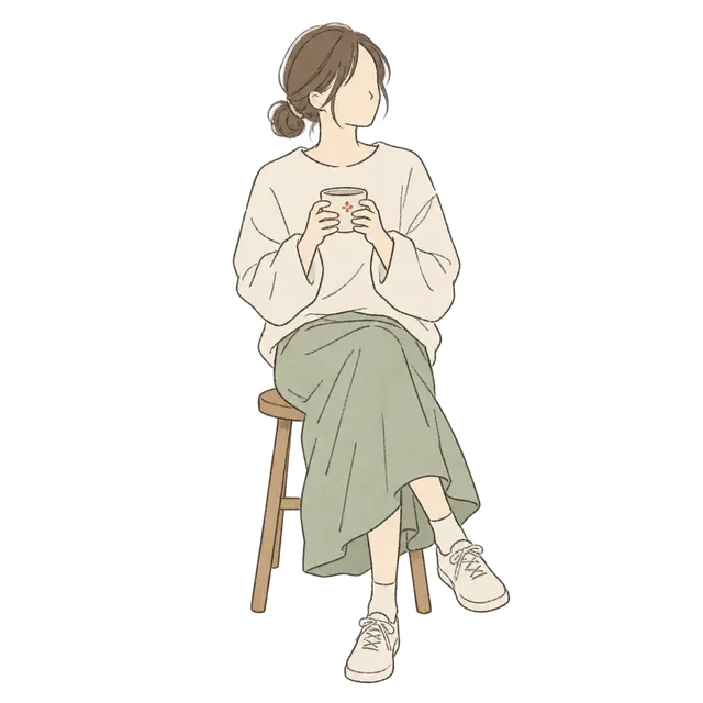 カップを両手に