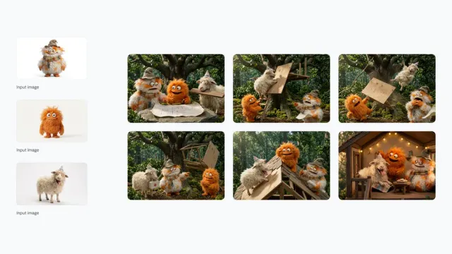 Three fluffy characters building a treehouse across a six-part story